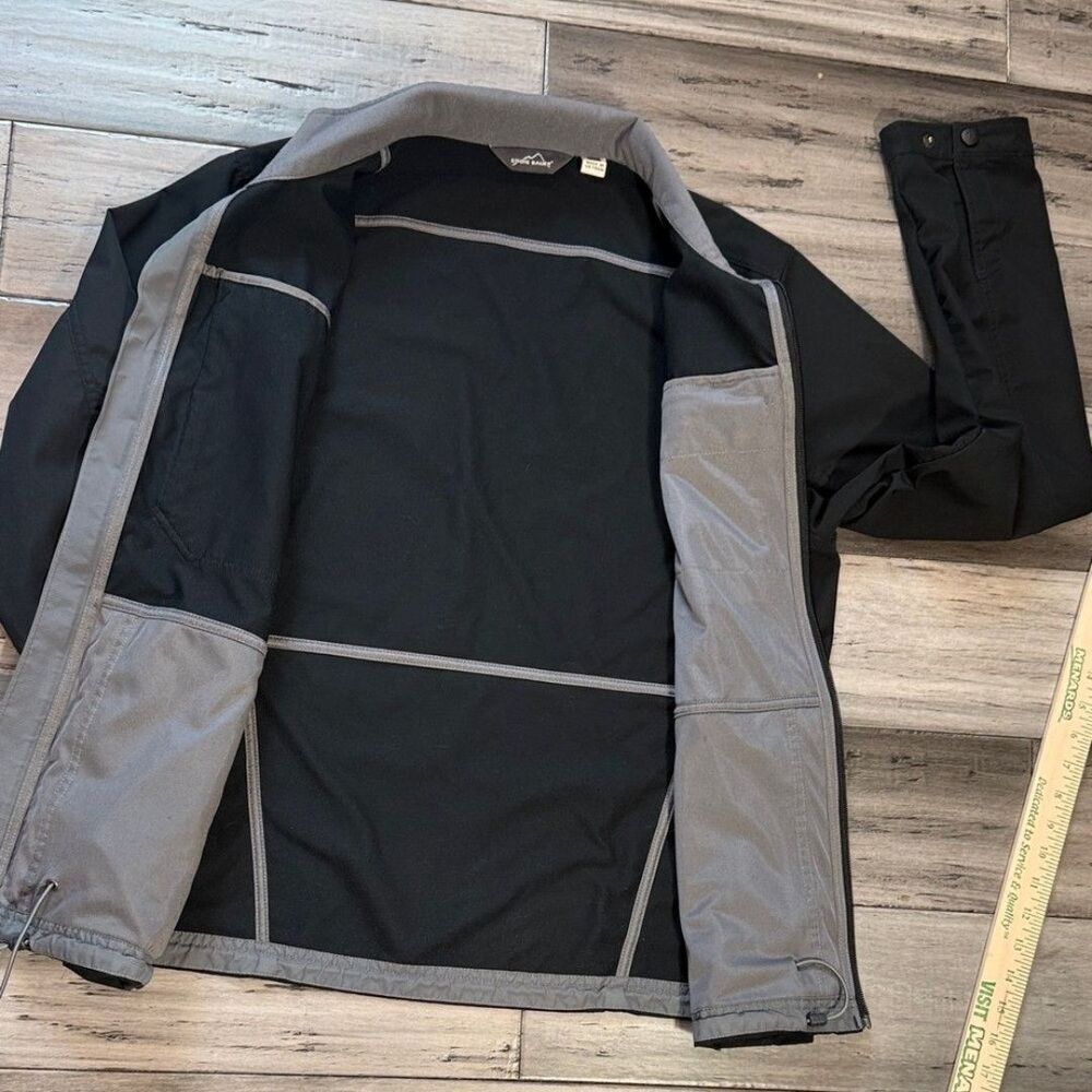 Eddie Bauer Black Lightweight Zip Jacket with Gray Collar - Picture 7 of 11
